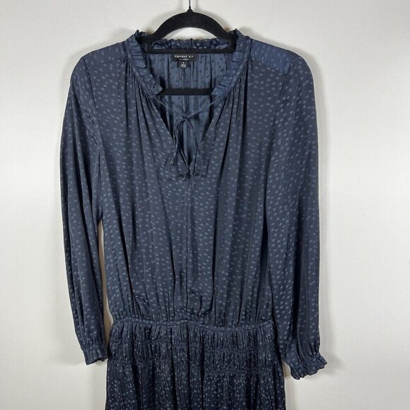 Current Air Anthropologie Blue Star Print Micro Pleat Tiered Dress Size Small - Picture 3 of 10